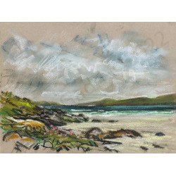 Sea Pinks Clachan Sands by Roger Gadd