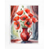 Poppies in a red vase by AI artwork