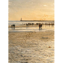 Seaburn beach Walkers by AI artwork - Wall Art
