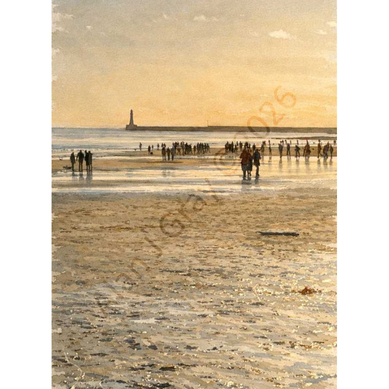 Seaburn beach Walkers by AI artwork - Wall Art