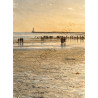 Seaburn beach Walkers by AI artwork - Wall Art