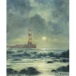 Roker Pier Moon Rise by Robert Wild